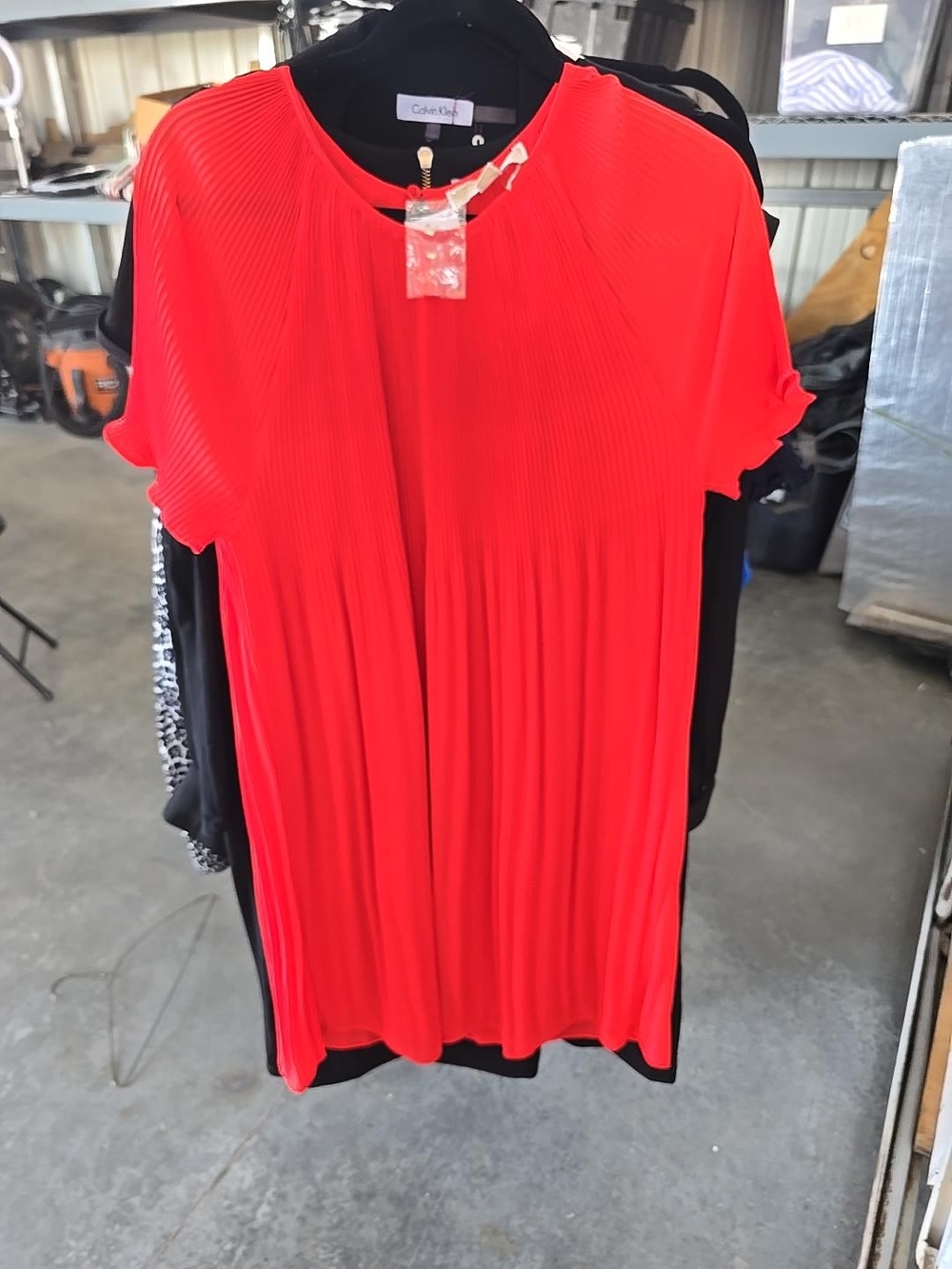 Michael Kors Women’s Bright Red Pleated Short-Sleeve Dress